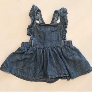 Denim skirtall with polka dots